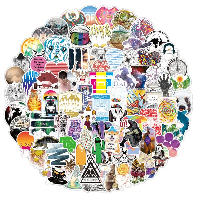
100PCS Waterproof Sticker For Luggage Laptop Skateboard Character Stickers Customized PVC Cartoon Print Sticker Fashion Popular 