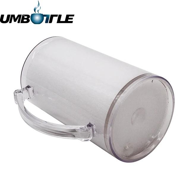 Food Grade AS 16oz Double Wall Freezer Gel Beer Mug With Handle