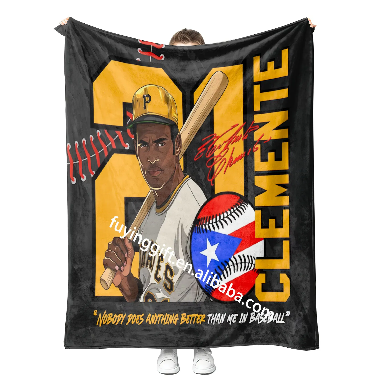 Новое 2023 Пуэрто-Рико Boricua Roberto Clemente мексиканское одеяло оптом на заказ Флисовое для