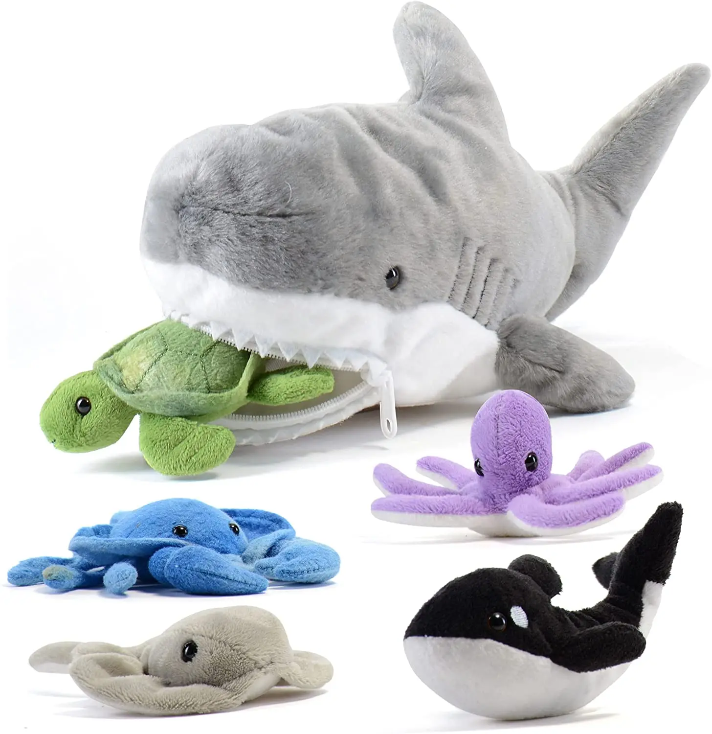 Soft Custom Stuffed Sea Animal mommy with 5 pieces babies plush toys shark plush pillow