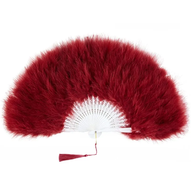 Tassel Pendant Clutch for Bride Party Prom Wedding Feather Fan Folding Fan Flapper Hand Fan for Costume Dancing Show Tea Party