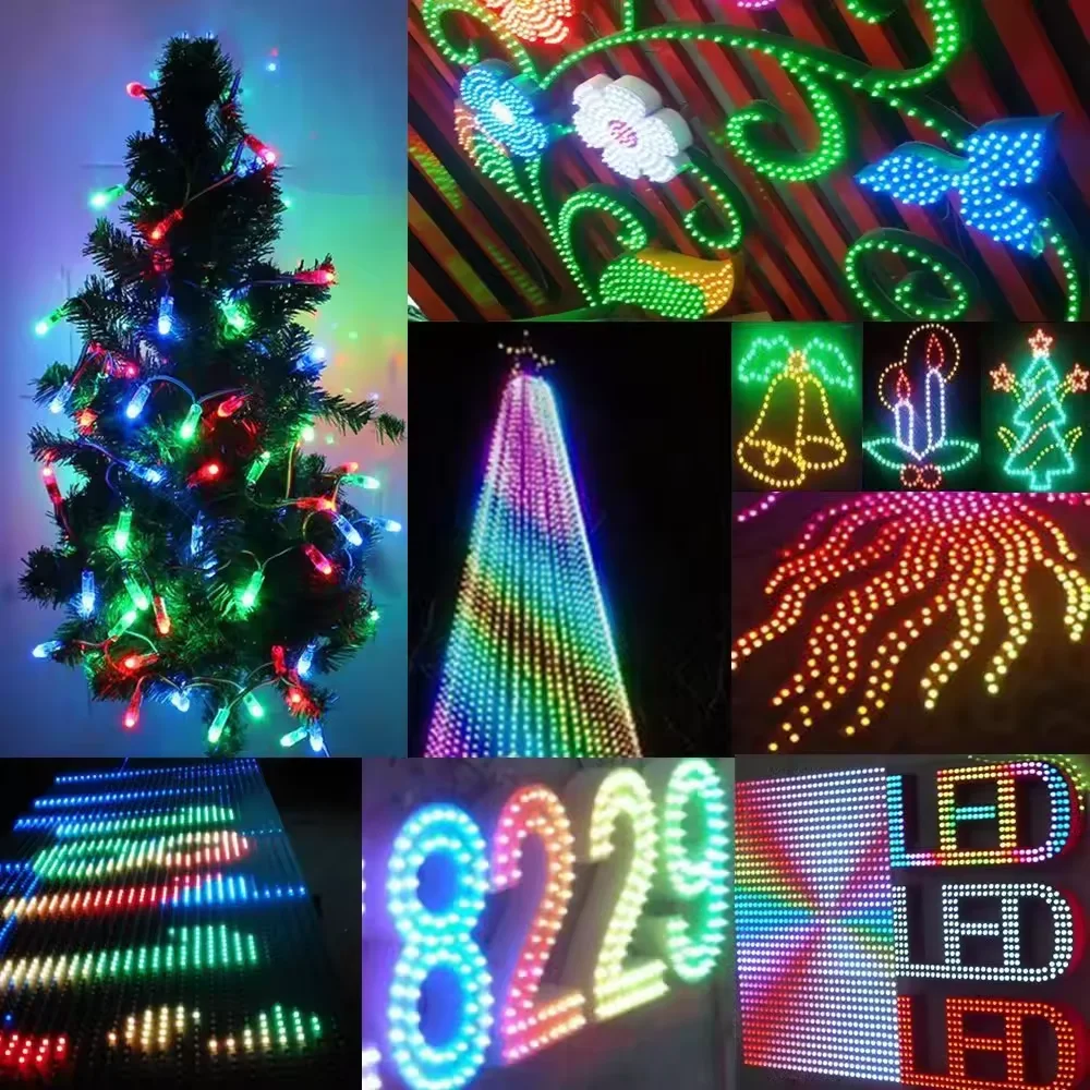 Programmable square 12mm pixel string light rgb full color 5v led modul ws2811 for advertising sign christmas decoration