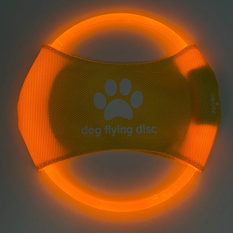 Customize Logo  Pets  Toys Flash Light USB rechargeable  Flying Outdoor Pet Toy Training plastic Flying Disc