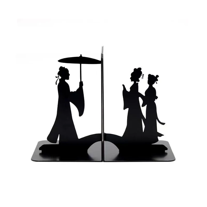 Custom Decorative Iron Bookends Holder Metal Black Book Ends Shelves Heavy Duty Iron Book Stopper