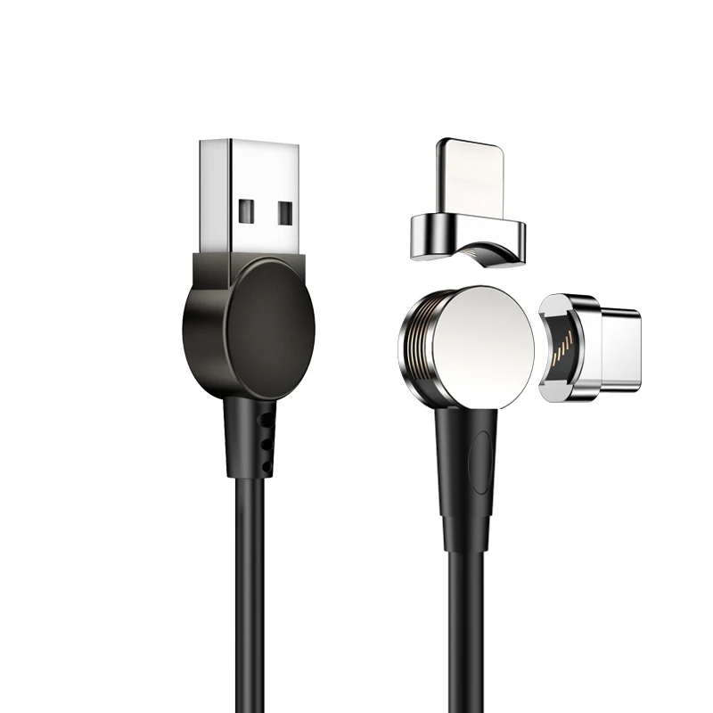 180-degree rotating detachable magnetic USB charge data cable for Android iPad MacBook