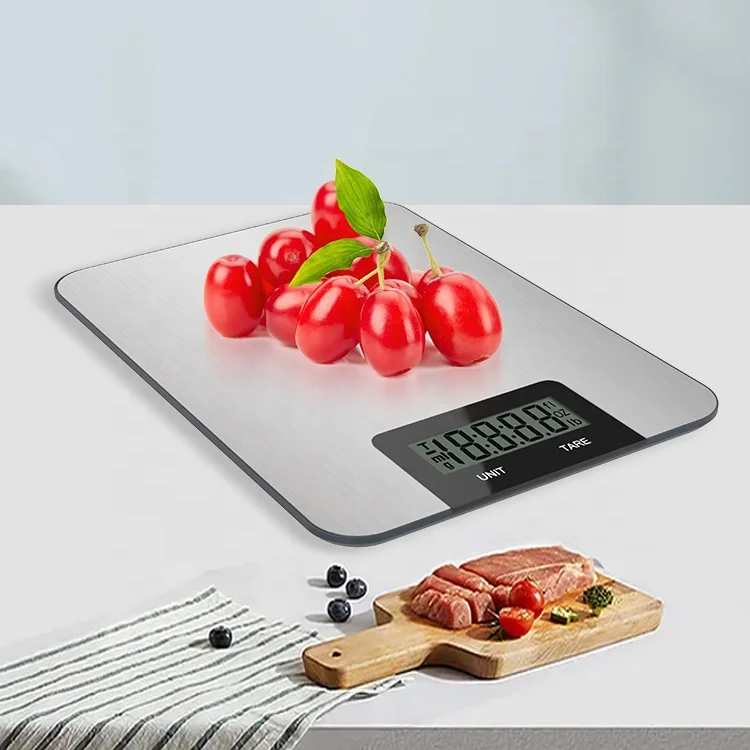 Весы кухонные тонкие из нержавеющей стали с ЖК-дисплеем, 2022, 5 кг