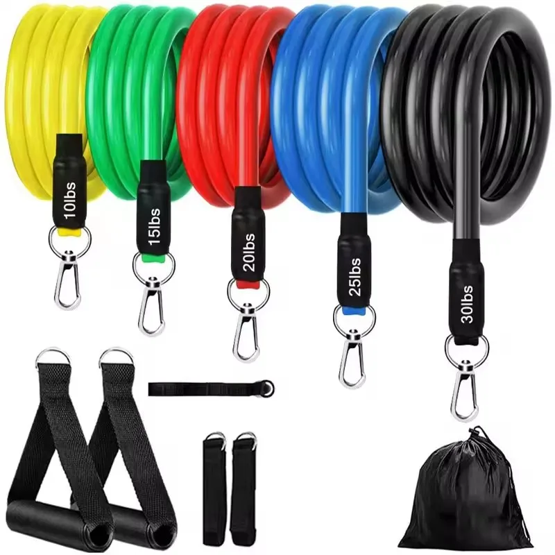Popular Universal Fitness TPE Rubber Exercise Bands 11pcs Elastic Kit Stretch Bands Kits