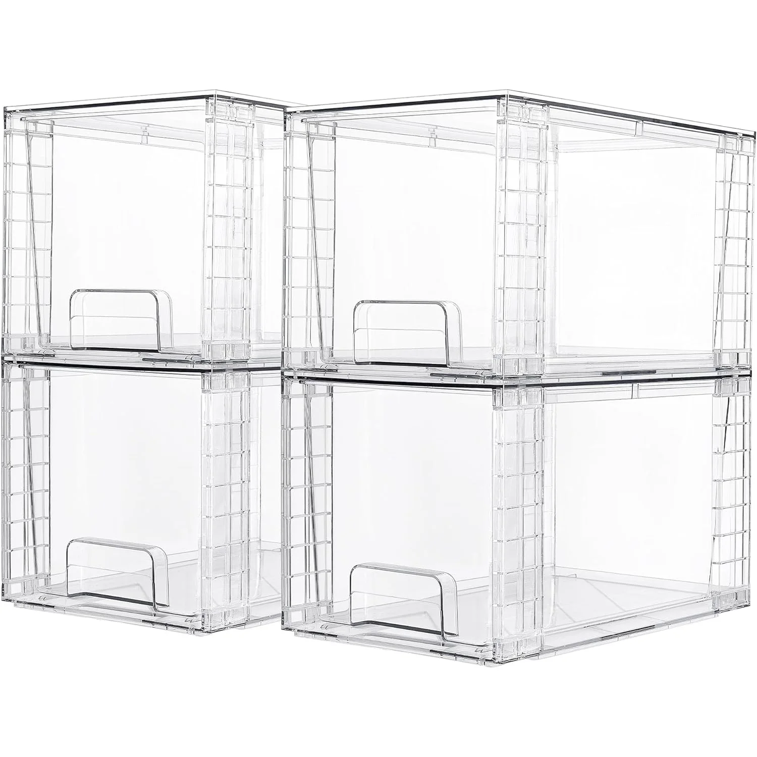 Hot Sale Large Stackable Storage Drawers Clear Acrylic Drawer Organizers with Handles Closet Cabinet Storage Organization