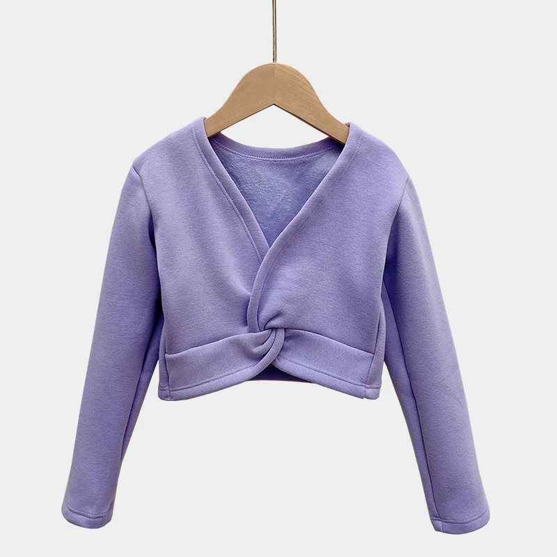 Winter Girls Fleece Ballet Top Long Sleeve Dance Thickening Shirt Children Ballet Shawl