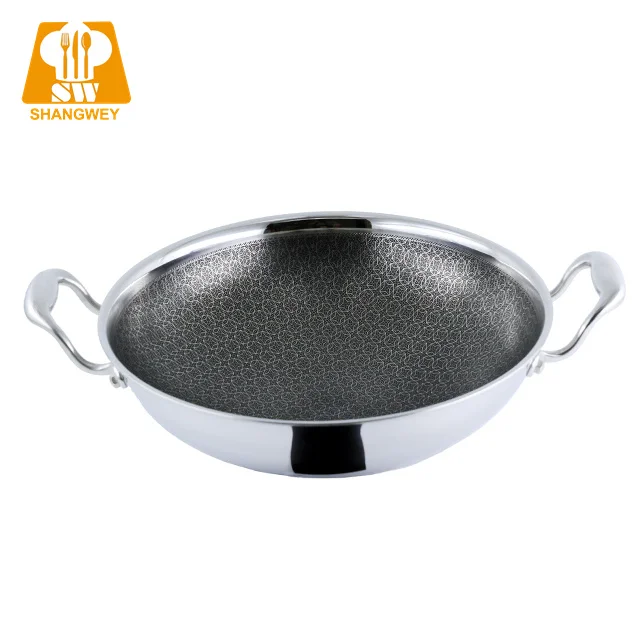 Chinese 32cm Triply Stainless Steel Cookware Wok Pan Nonstick Cooking Stir Frying Wok Pan