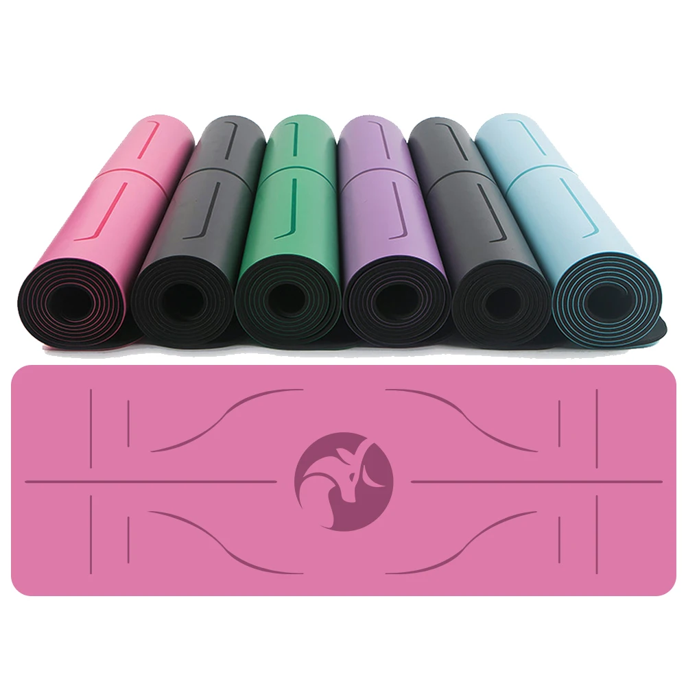 Yugland Custom Fitness Eco-friendly Position Line 4mm Rubber PU Yoga Mat