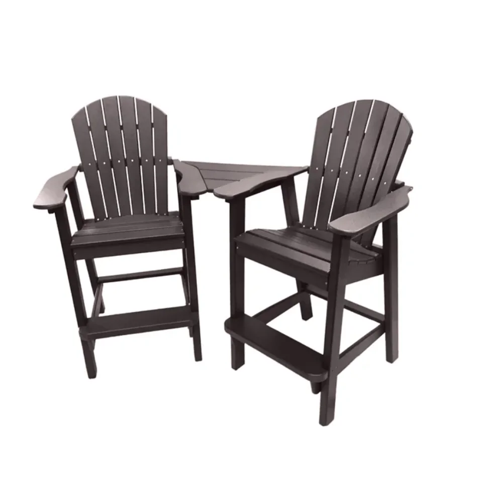 Factory Direct HDPE Poly Resin   adirondack high feet white bar chair  with board table