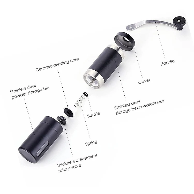 304 Stainless steel adjustable Ceramic core burr hand Black Stainless Steel manual coffee grinder