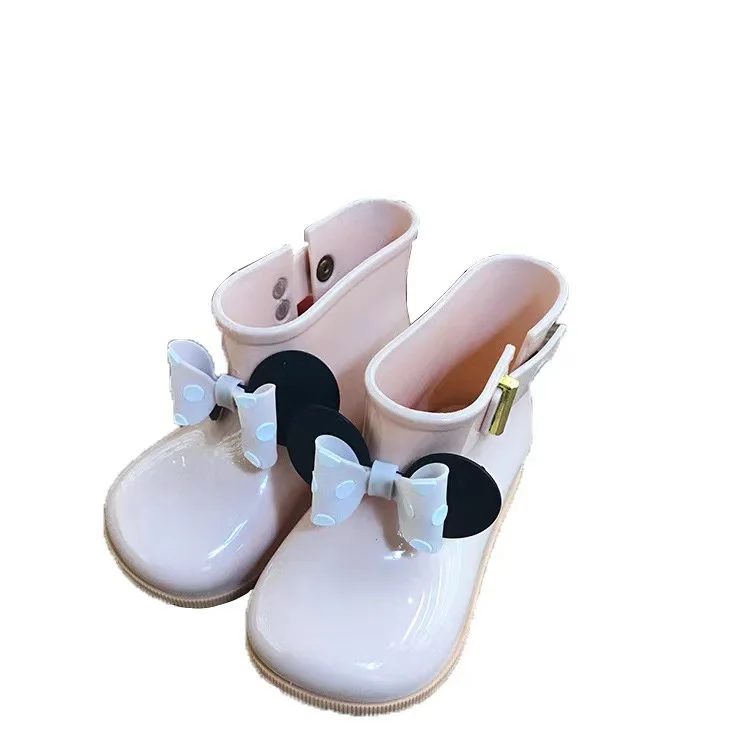 Four seasons new fashion children wave dot bow children rain shoes princess student short wear rain shoes
