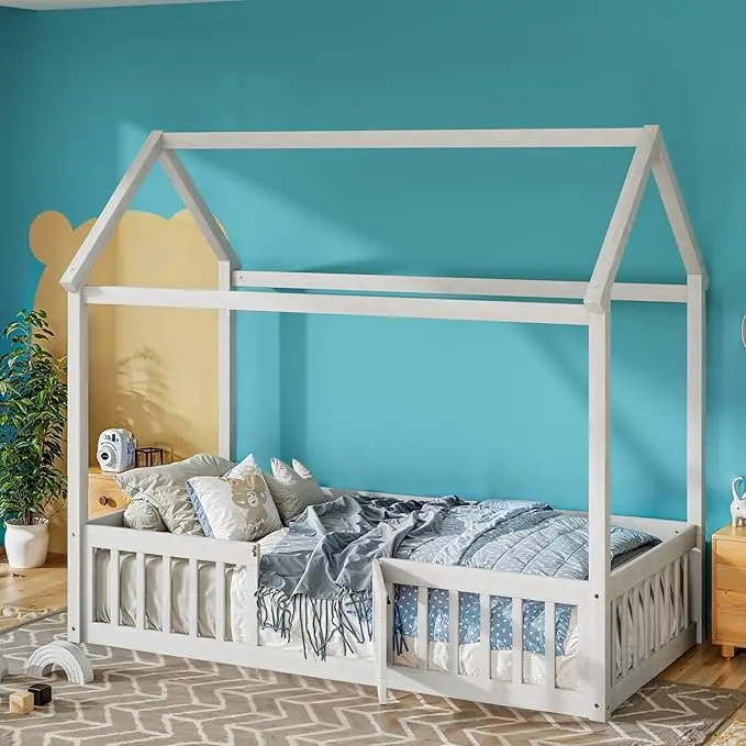 latest designs wood platform princess child toddler bed kids castle beds for kids
