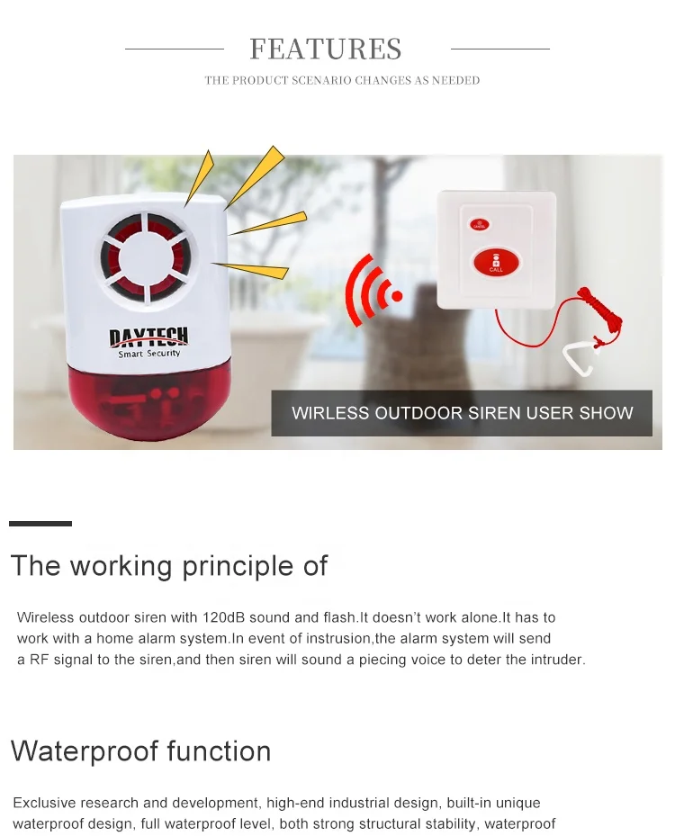 Daytech JH003 1-1 Waterproof Call Button Wireless SOS Emergency Alarm For Elderly Personal Attention 433Mhz