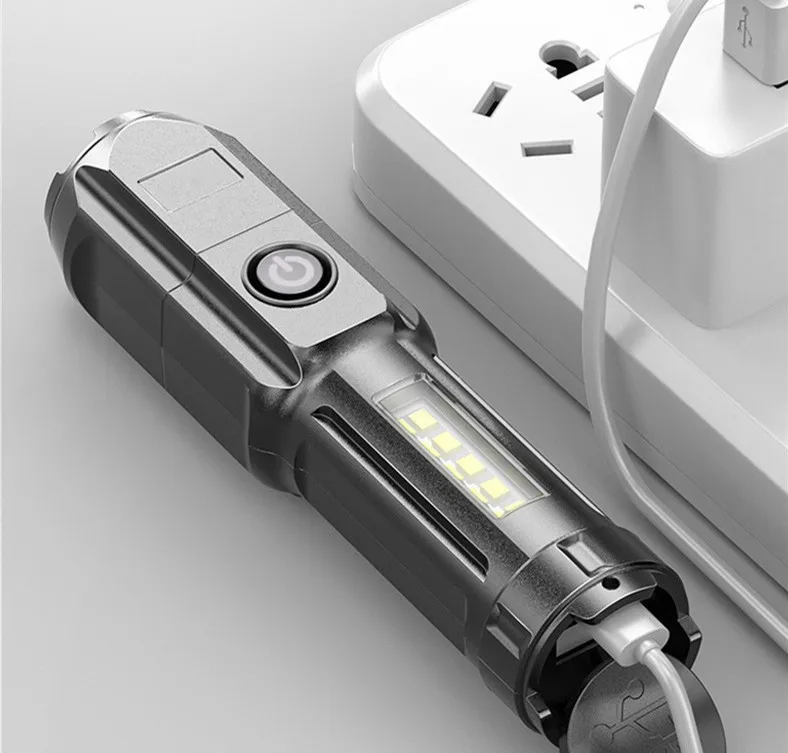 Мощный перезаряжаемый тактический светодиодный фонарик с внешним аккумулятором уличный Ультраяркий Портативный