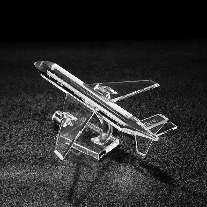 Delicate Crystal Airplane Model Miniature Glass Plane Aircraft Crafts Office & Home Decoration Christmas Gift