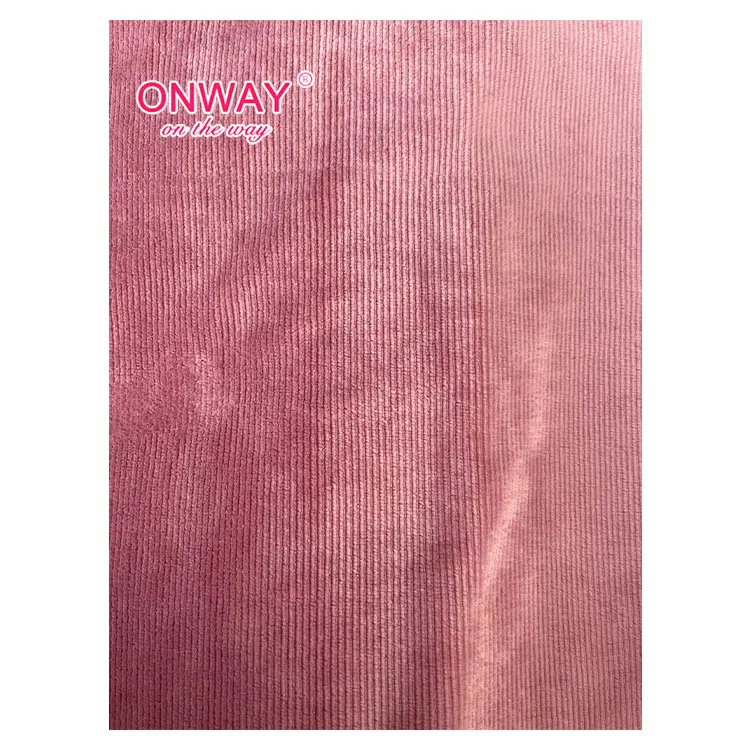 Good quality pink 95% polyester 5% spandex velvet corduroy fabric wide for dress clothing
