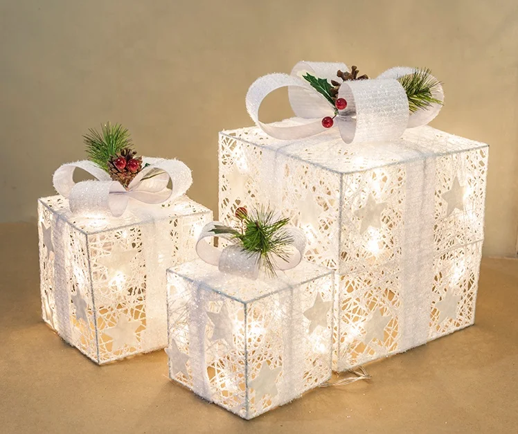 3PK indoor outdoor holiday lighting christmas decoration mini led light gift box motif lights for sale