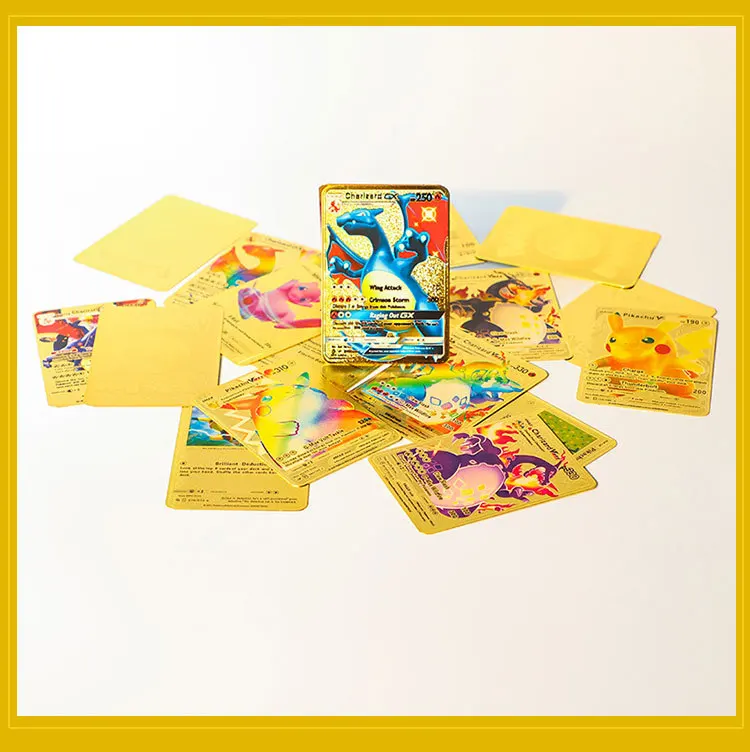 Foil Poke Mon Card Poke Mon Booster Box Durable Custom Playing Cards Front Gold a Mazon Best Sale 55 Pcs/box Pvc Plastic Normal