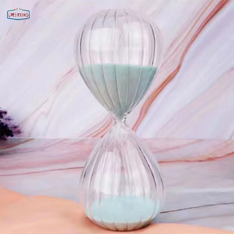5min 15min 30min Vertical Stripe Glass Hourglass Sand Timer For Home Office Decoration