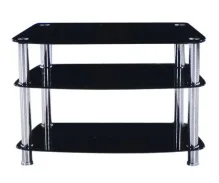Best selling tempered glass chromed legs tv stand  made in china 2 layers tempered glass TV stand
