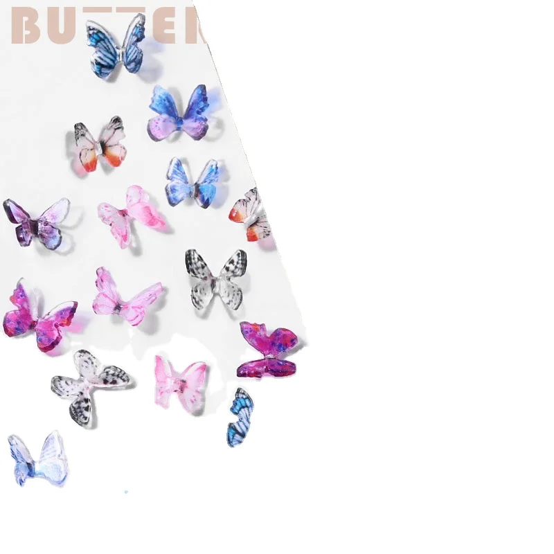 salon 3D DIY resin butterfly  2pc/pack Plastic Charms Nail art decorations   PVC Bow Pink Cute 15 Species Manicure