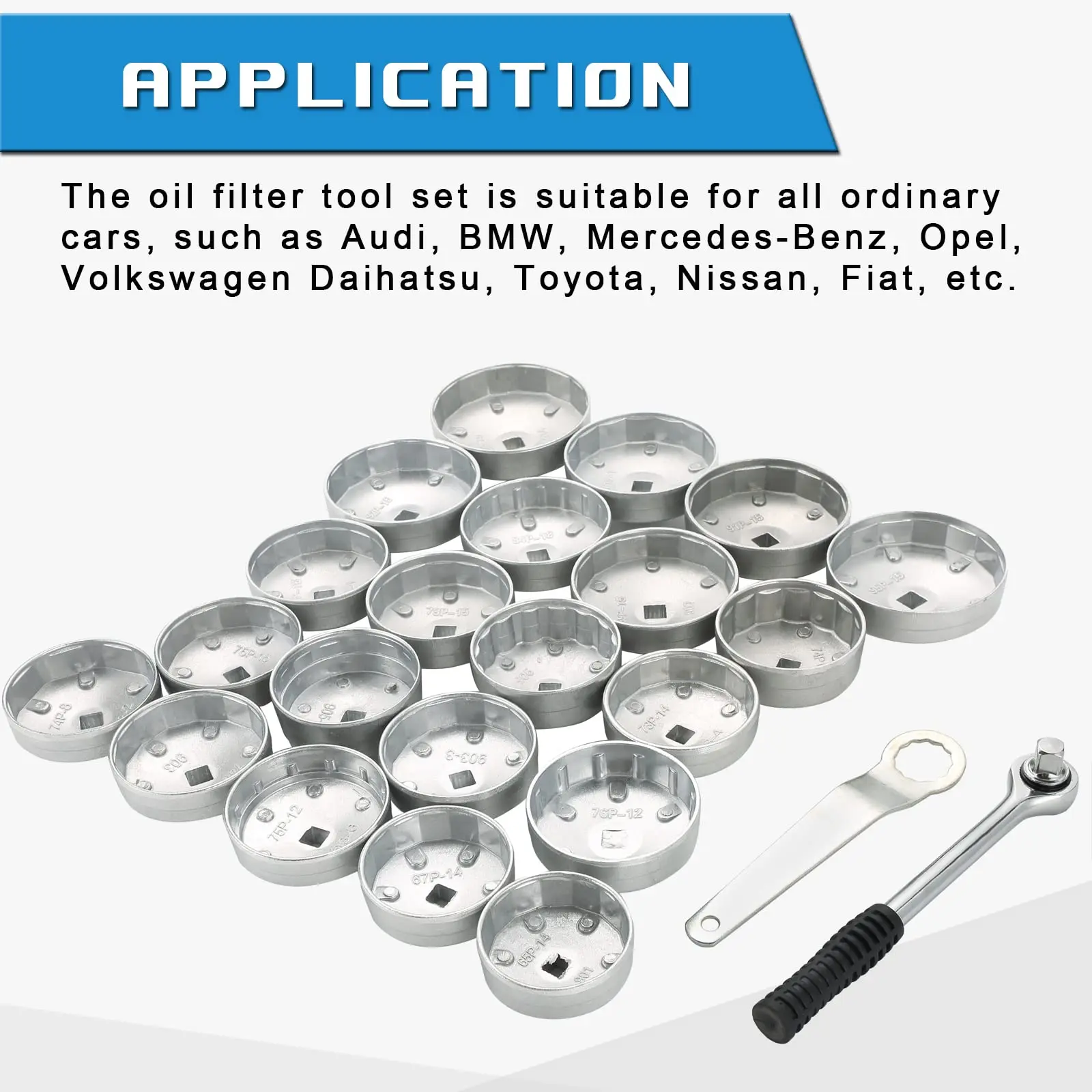 23PC Oil Filter Removal Wrench Tool Socket Set Automotive Tool Set