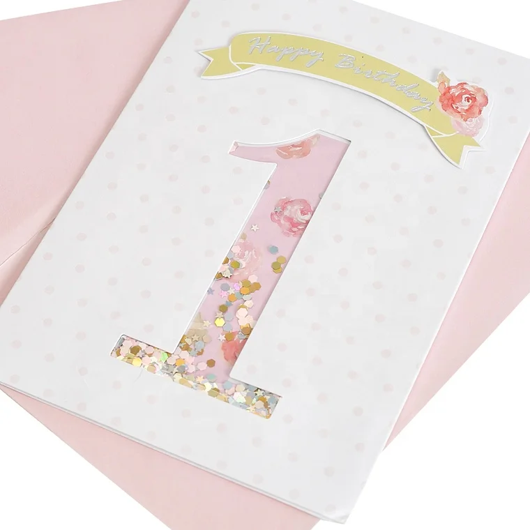 
1-Shape Die Cut Shaker Birthday Cards, 3D Custom Handmade Greeting Cards for Baby 