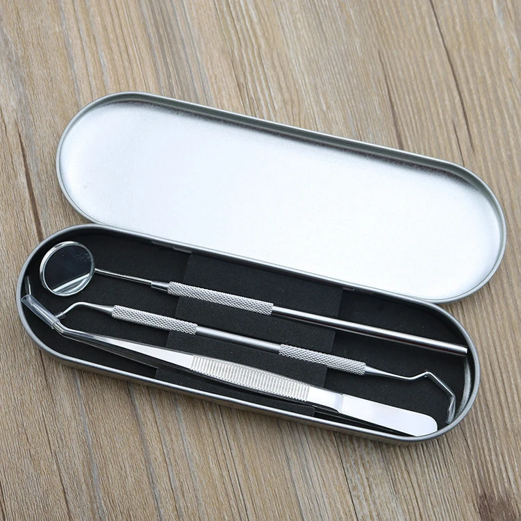 3 Pcs Oral Dental Tools Kits Dental Needle Mirror Stainless Steel Travel Dental Tool Set