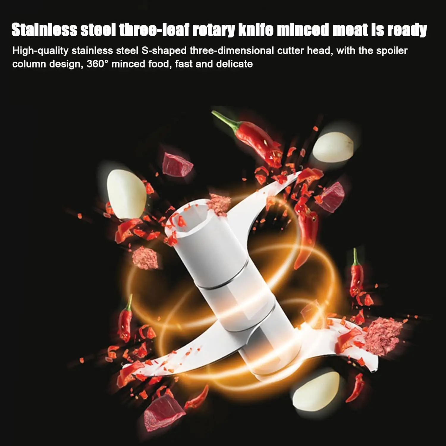 Manual Food Processor, Mini Cordless Vegetable Chopper with Hand Crank, Hand Pull Food Chopper Food Supplement Tool