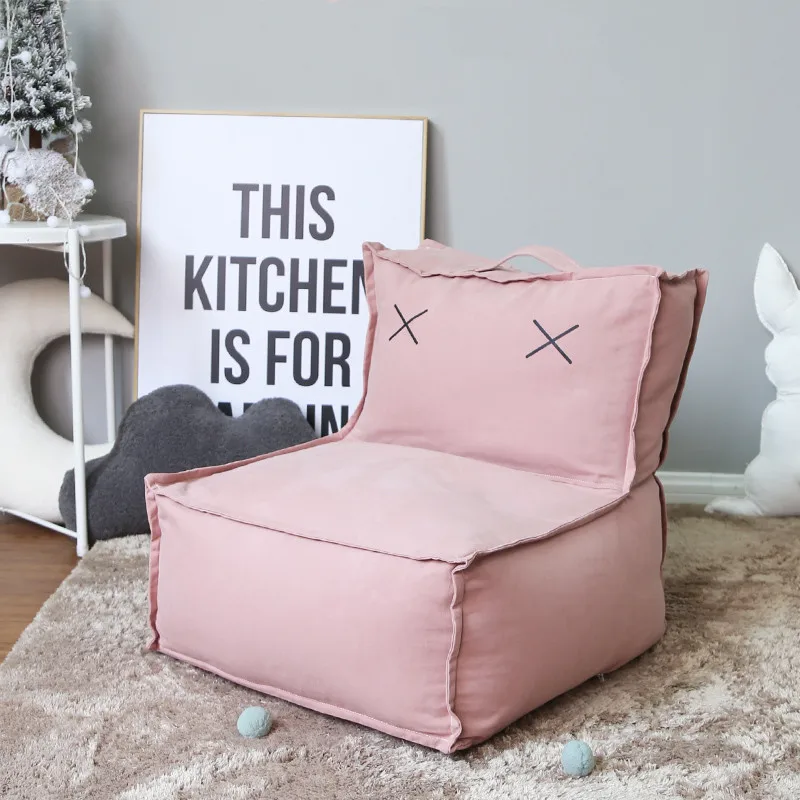 Cotton canvas and PU leather fabric children couch living room sofas kids bean bag sofa bed