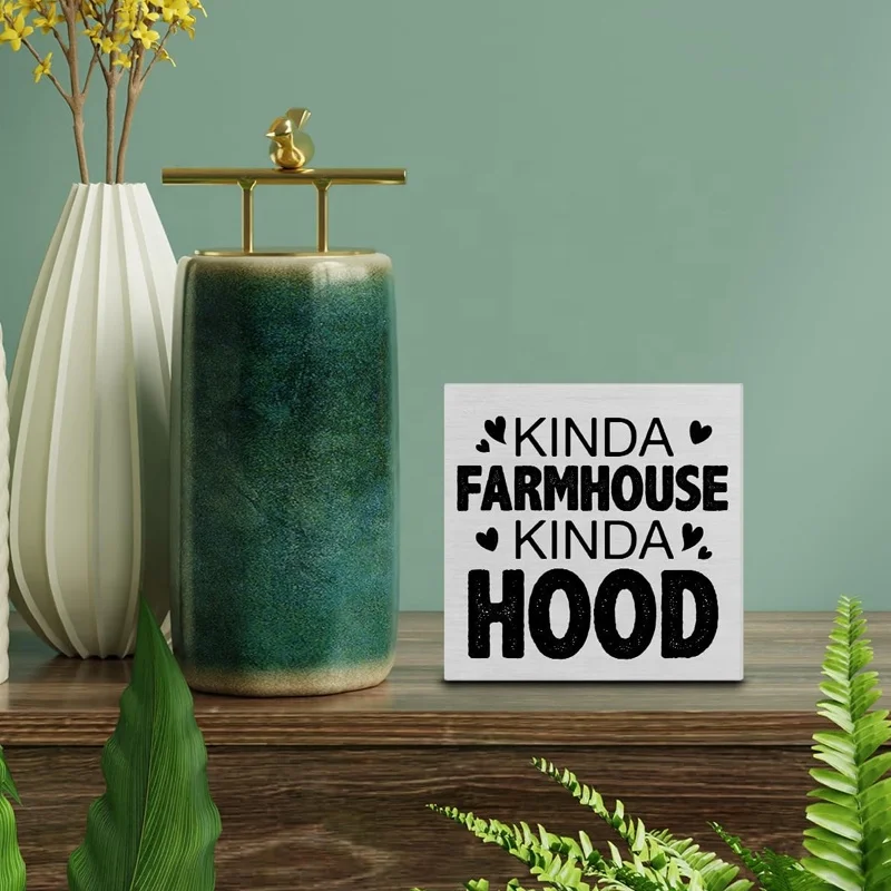 Farmhouse-Style Wooden Block Sign for Home Decor Tabletop Art and Desk Decoration for Christmas Holidays