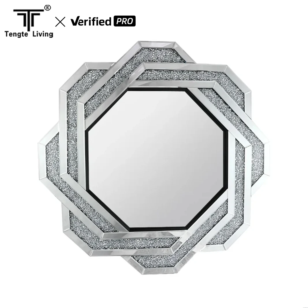 High Quality Modern Art Deco Style Retro Decorative Mirror New Polygon Design for Wall Usage in Bathroom Living Room Bedroom
