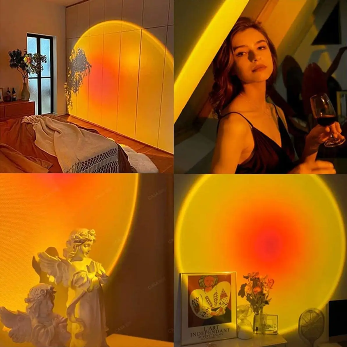 modern neon plastic bar rechargeable led remote control night sunset table lamp