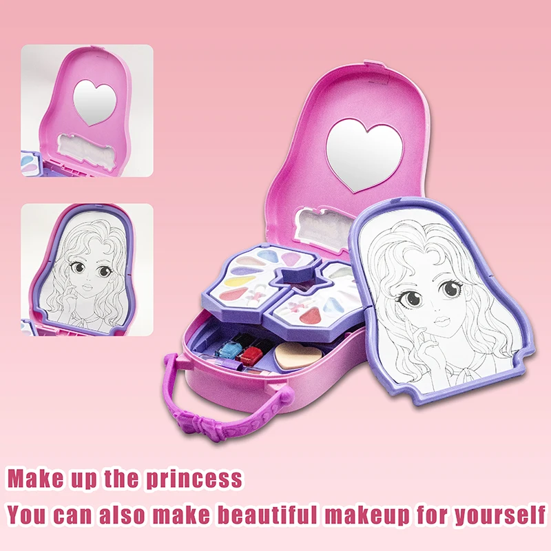 Children Makeup kit toys  Cosmetic Simulation Pretend Play Toys with Lipstick Nail Polish handbag