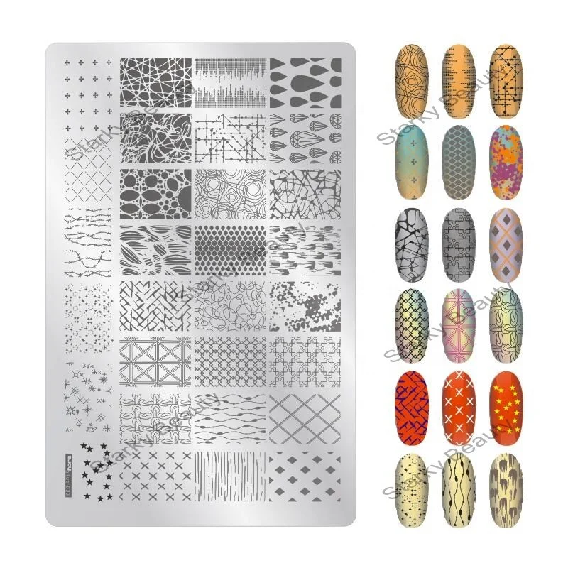 2024 Mix Designs Big Size Flowers Image Nail Metal Stamp Plate fashion nail art Template Stencils