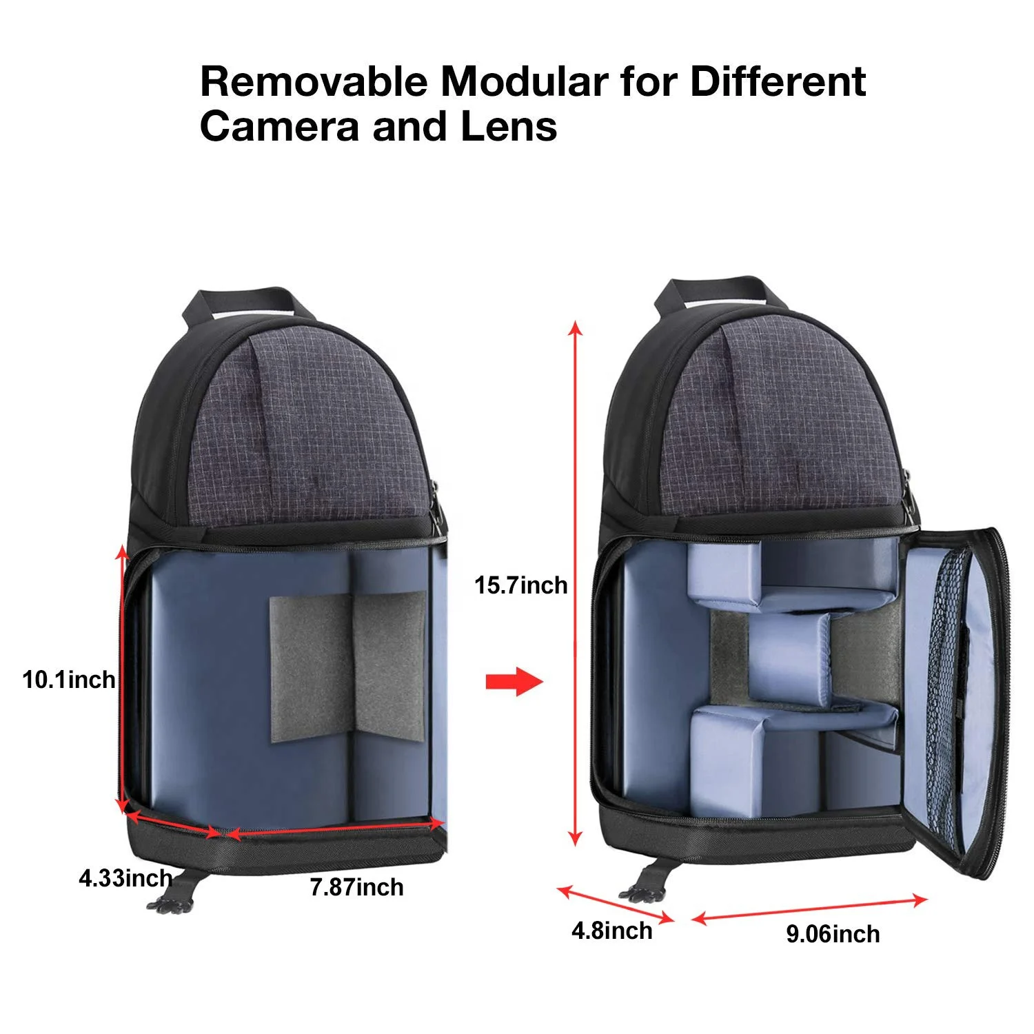 camera & video bags with tripod Holder & Removable Modular Inserts