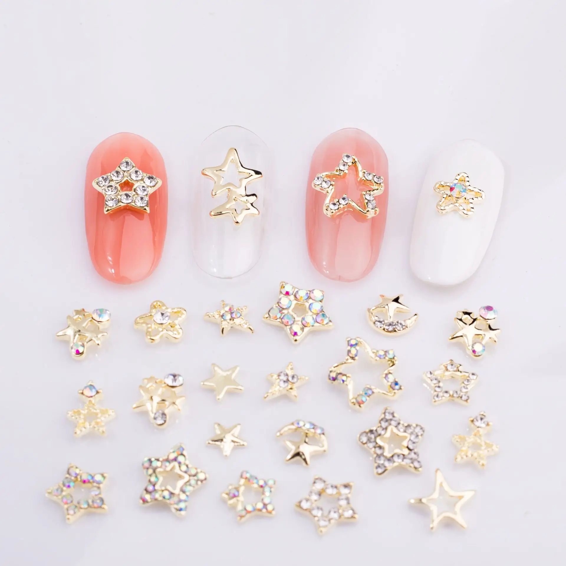 New Pentagram Nail Art Decoration DIY Hollow 3D Nail Accessories Alloy Star Nail Diamond Accessories