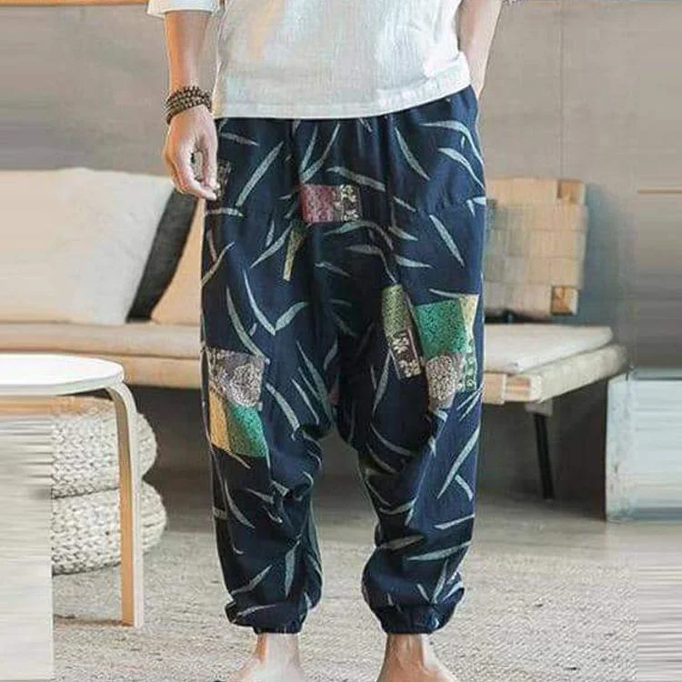Wholesale good price new fashion custom printing elastic waist boho sweatpants harem pants for men