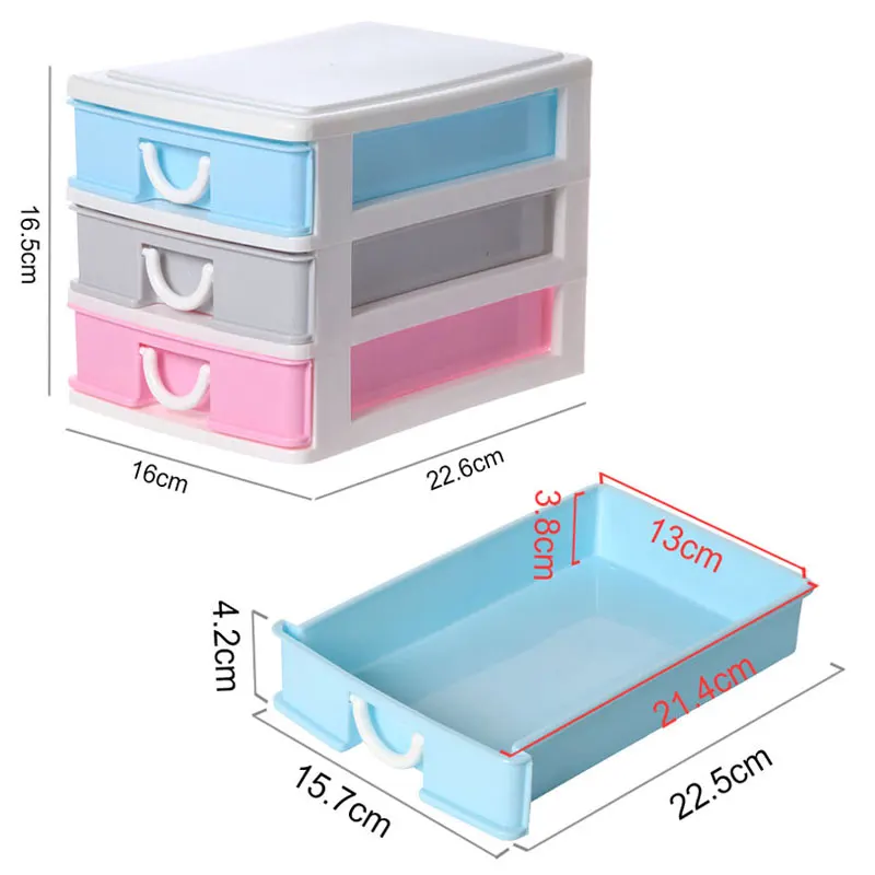 3 layers desktop drawer cheap small office stationery storage cabinet drawer plastic with good quality home and office