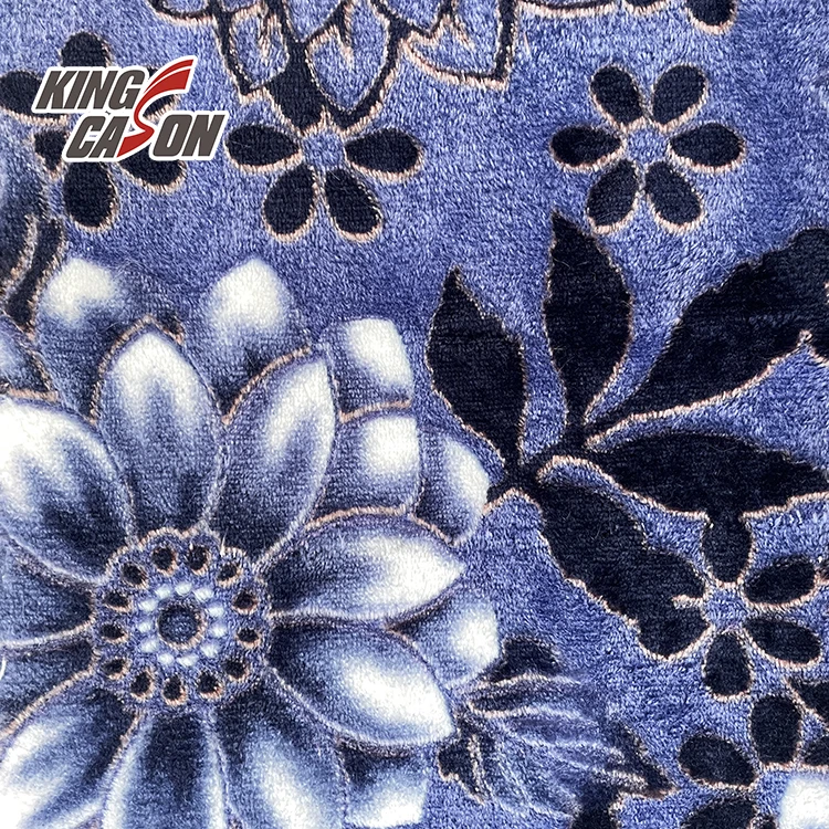 Kingcason Wholesale Low Price How-Selling Two Sides Printed Knitted Flannel Fleece Fabric Burn Out Garment Blanket For Women