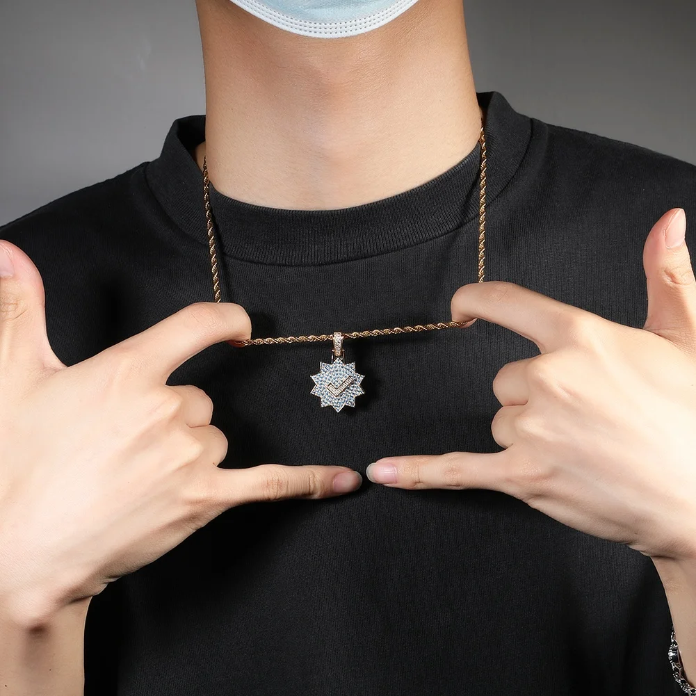  Minority Verified Check Blue Zircon Medal Pendant for Men Women Hip Hop