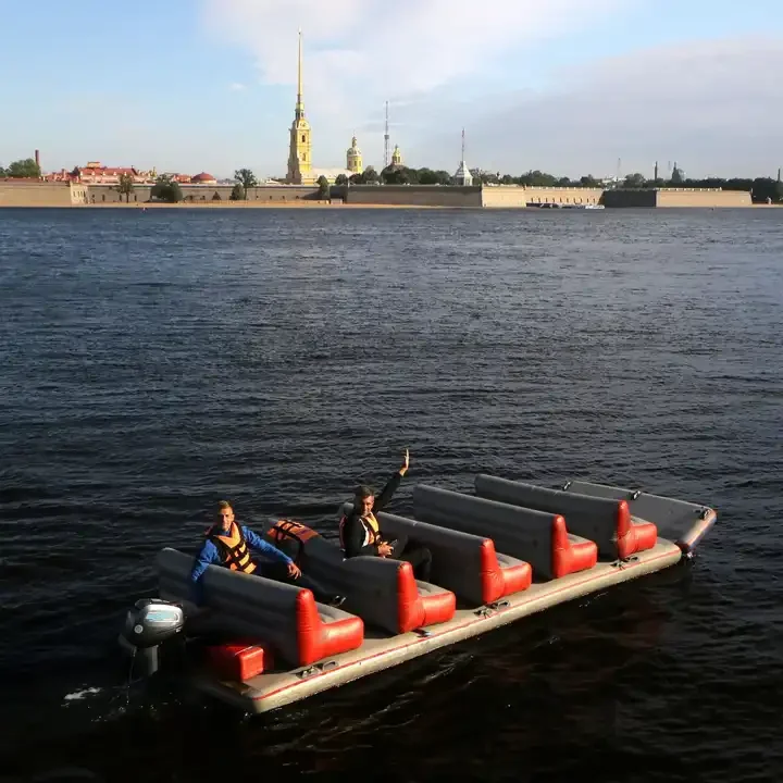 Высококачественный надувной водяной плавающий плот или снежной сани диван надувная лодка платформа с диваном