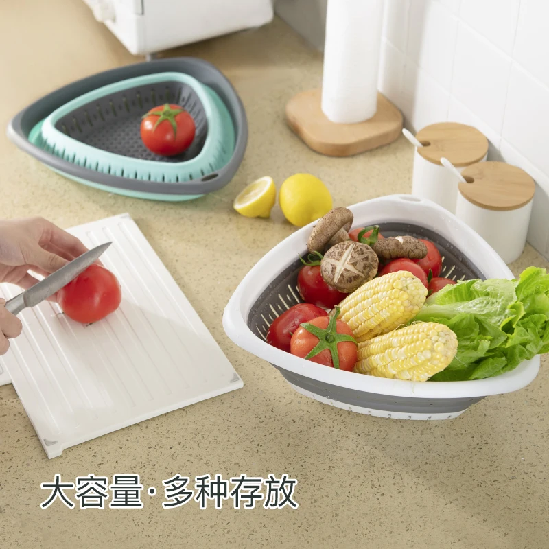 Collapsible Drain basin Folding Basket Mult-Function Wash Fruit Storage Basket