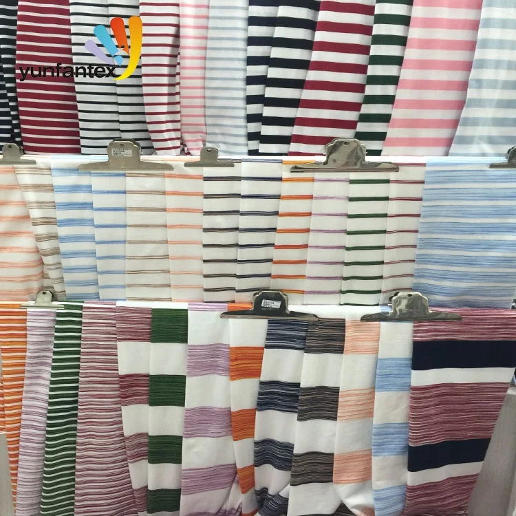 
2019 Latest Yarn dyed cotton lycra striped fabric cotton fabric with spandex 