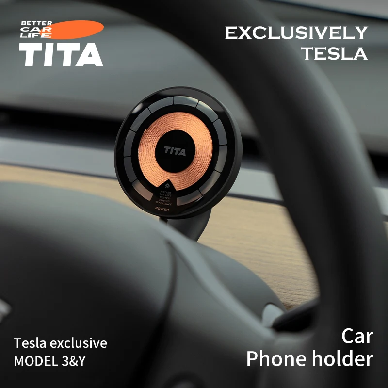 TITA-2205 Wireless Car Mount Charger for Model 3 /Model Y Magnetic Phone Holder Charging Magnet Charger