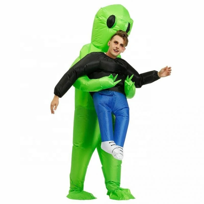  Забавный надувной костюм зеленый инопланетянин для взрослых и детей вечеринки нарядный