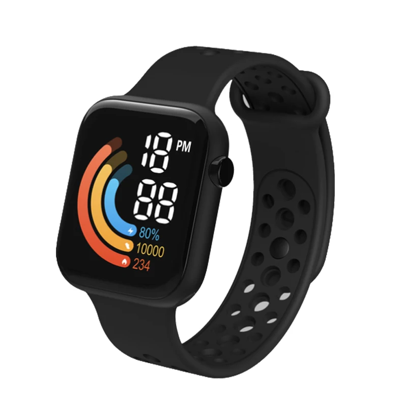 Fashion LED display watches calendars sports PC case waterproof led watches for men